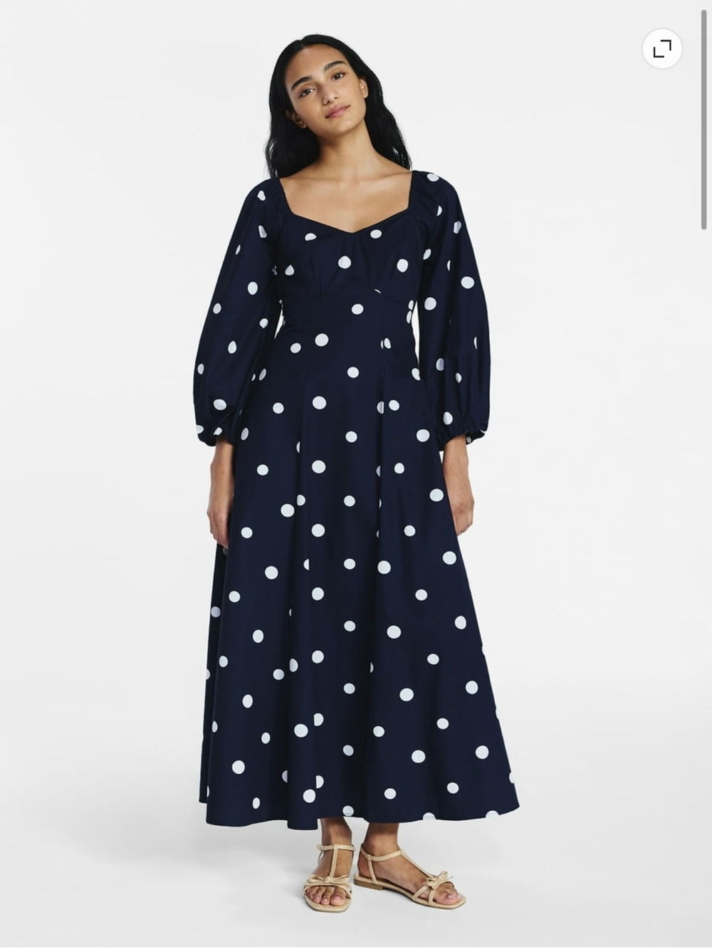 Free Assembly Navy and White Polka Dot Maxi Dress